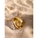 J&D Ins Popular 18k Gold Plated Necklace Stainless Steel Irregular Concave Hammer Big Pendant Necklace