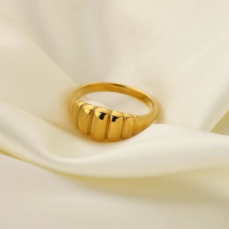 Ins Style 18K Gold Plated Zircon Enamel Ring Jewelry Stainless Steel Waterproof Open Rings for Women - Image 4