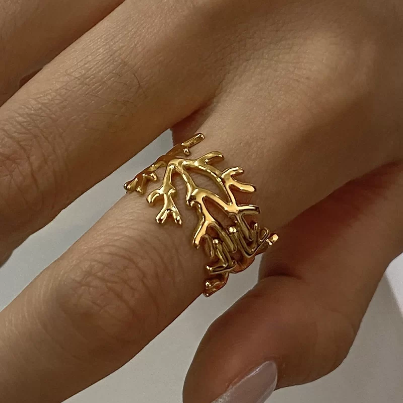 J&D 18K Gold Plated Stainless Steel Minimalist Hollow Open Ear Clip Stud Earrings Modern Trendy Ring - Image 2