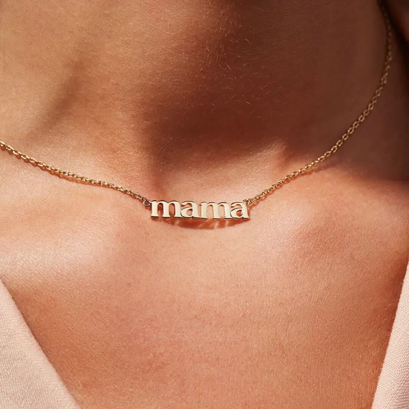 Dainty Custom Jewelry Stainless Steel Letter Mother Charm Choker Mama Name Necklace for Gift - Image 5