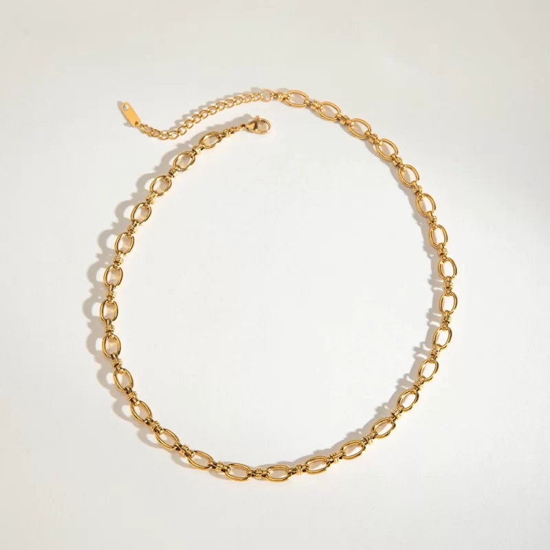 J&D 18k Gold Stainless Steel Two Tone Swivel Link Chain Necklace Fashion Jewelry for Women Stackable - Image 3