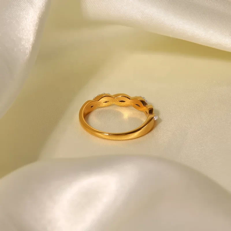 Ins Style 18K Gold Plated Zircon Enamel Ring Jewelry Stainless Steel Waterproof Open Rings for Women - Image 3