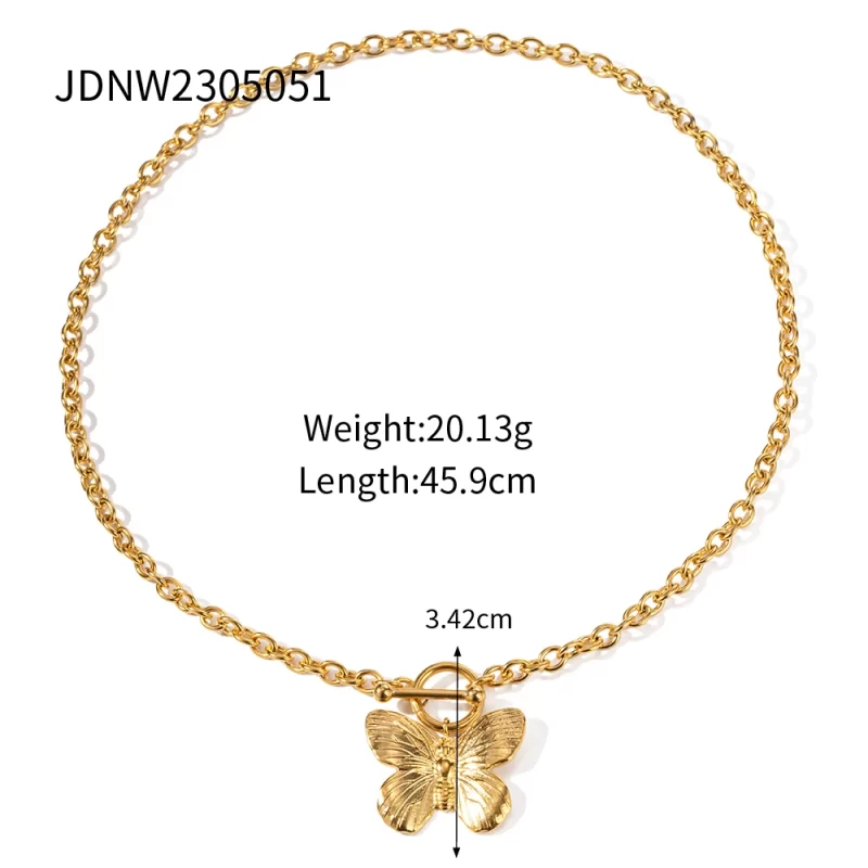 2023 New Trend 18k Gold Plated Vivid Butterfly Necklace Stainless Steel Pendant Fashion Jewelry - Image 5