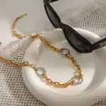 J&D Women's Modern Minimalist Gold Plated Stainless Steel Choker Chain Necklace Trendy Geometric Style for Party