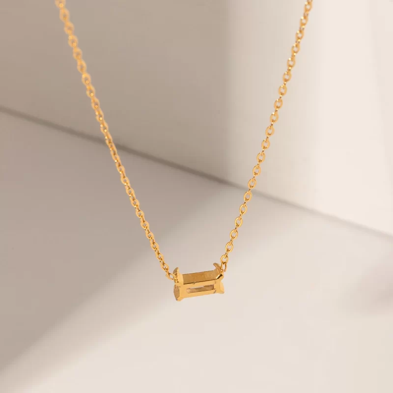 J&D Jewelry Dainty 18K Gold Plated Stainless Steel Rectangle CZ Zirconia Pendant Necklace for Women - Image 5