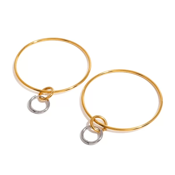 Two-Tone Large Hoop Earrings 18k Stainless Steel Interlocking Silver Gold Statement Jewelry