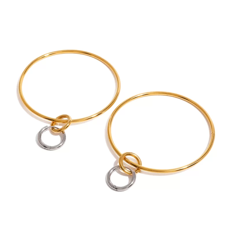 Two-Tone Large Hoop Earrings 18k Stainless Steel Interlocking Silver Gold Statement Jewelry