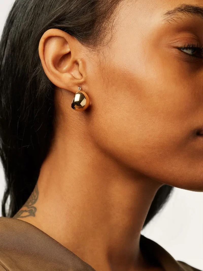 Luxury Gold Plated 316 Stainless Steel Smooth Hoop Stereoscopic Globe Earring for Women - Image 3