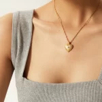 Youthway Stainless Steel Coin Pendant Necklace Autumn/Winter Metal Texture Pendant Waterproof Women's Jewelry