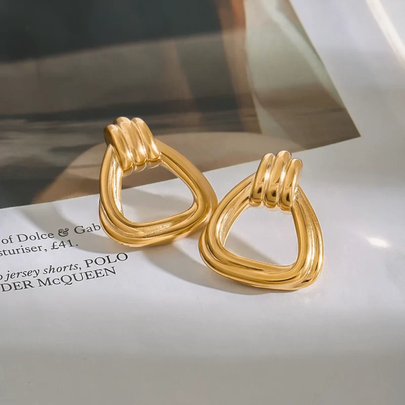 18K PVD Gold Stainless Steel Geometric Bold Statement Fashion Jewelry Twisted Hoop Earrings for Women - Image 4