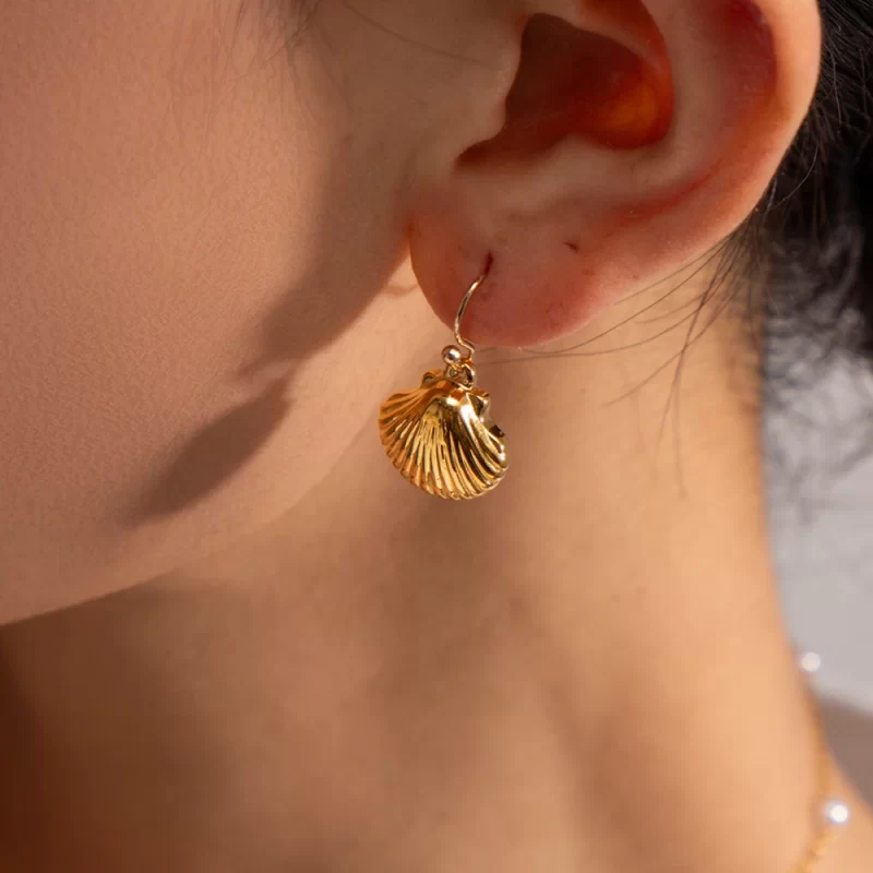 Jewelry Summer Stainless Steel Ocean Earring Gift Waterproof Texture Sea Shell Drop Earring for Women - Image 2
