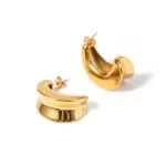 Low Key Luxury Stainless Steel Fashion Trendy Jewelry Hoop Earrings Concave Convex CC Earrings