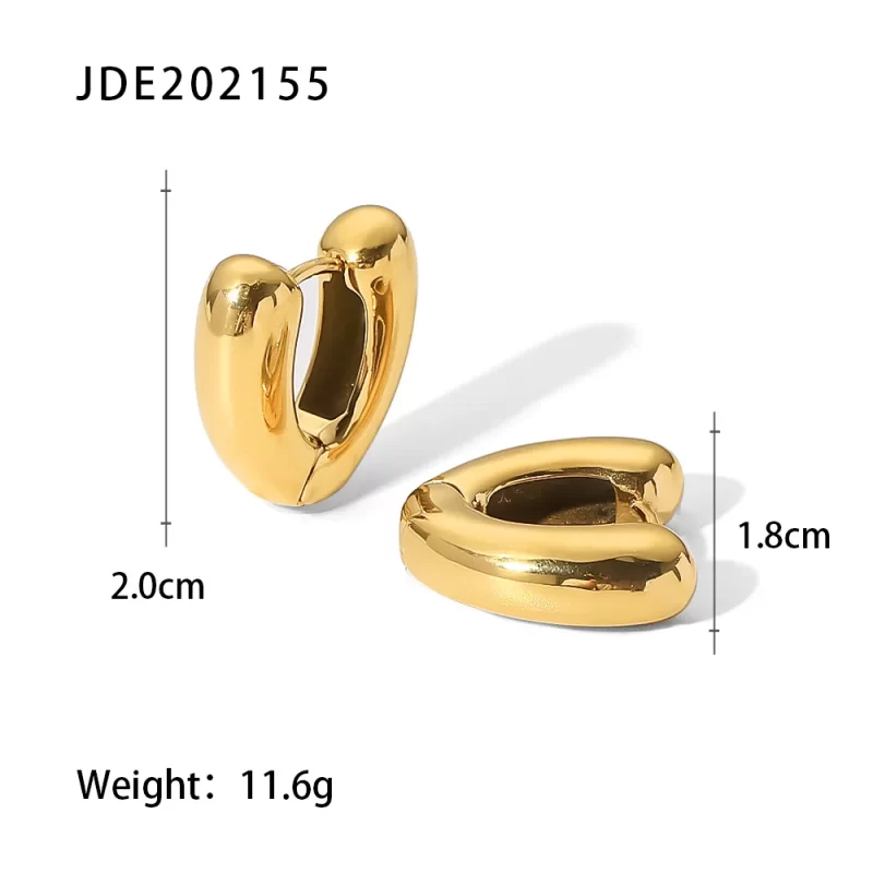 Waterproof 18K Gold Plated Stainless Steel Jewelry Gift Charm Hollow Geometric Heart Chunky Earrings - Image 5