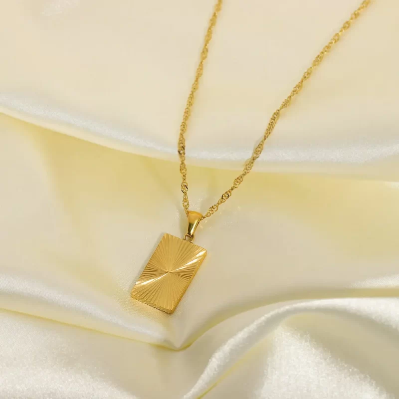 Sunburst Signet Pendant Necklace for Women 18k Gold Plated Stainless Steel Heart Butterfly Sunlight Disc Coin Choker Necklace - Image 2
