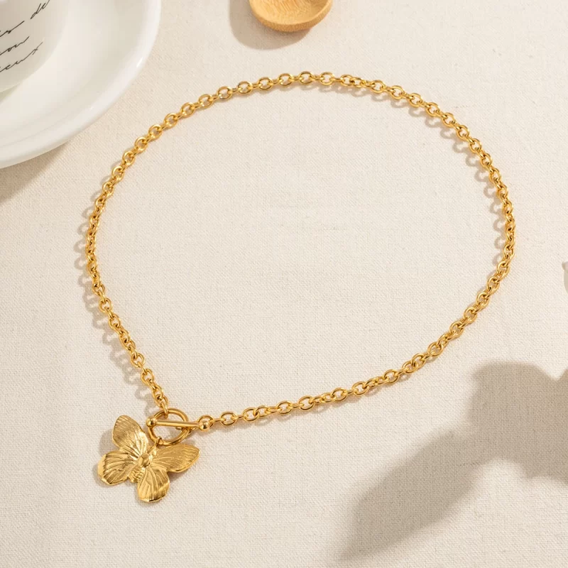 2023 New Trend 18k Gold Plated Vivid Butterfly Necklace Stainless Steel Pendant Fashion Jewelry - Image 4