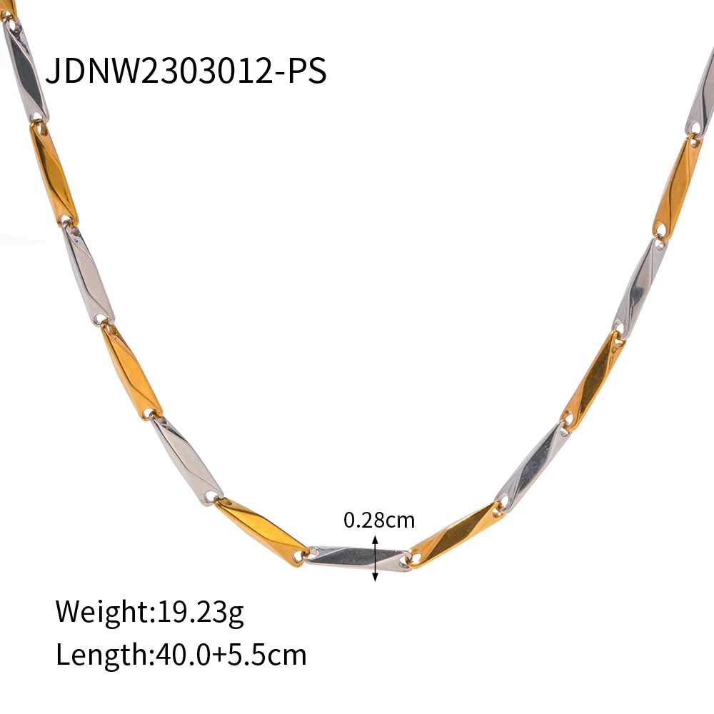 Stainless steel color-matched handcrafted melon seed chain necklace