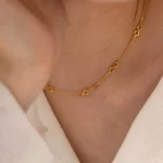Dainty 18K Gold Plated Stainless Steel NecklaceJewelry Set Gift Infinite Symbol Choker Necklace Bracelet Set