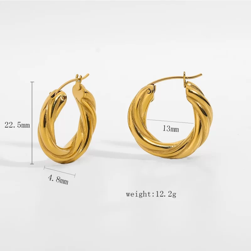 20mm Unique Bold Twist Hoop Earrings 18K Gold Plated Stainless Steel Twist Hoop Earrings for Women - Image 6