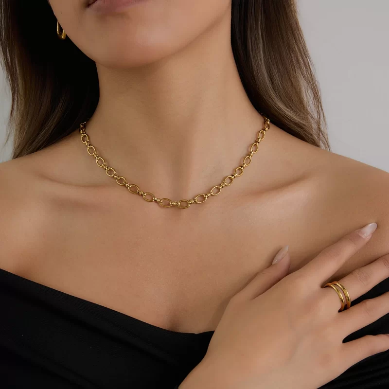 J&D 18k Gold Stainless Steel Two Tone Swivel Link Chain Necklace Fashion Jewelry for Women Stackable - Image 5