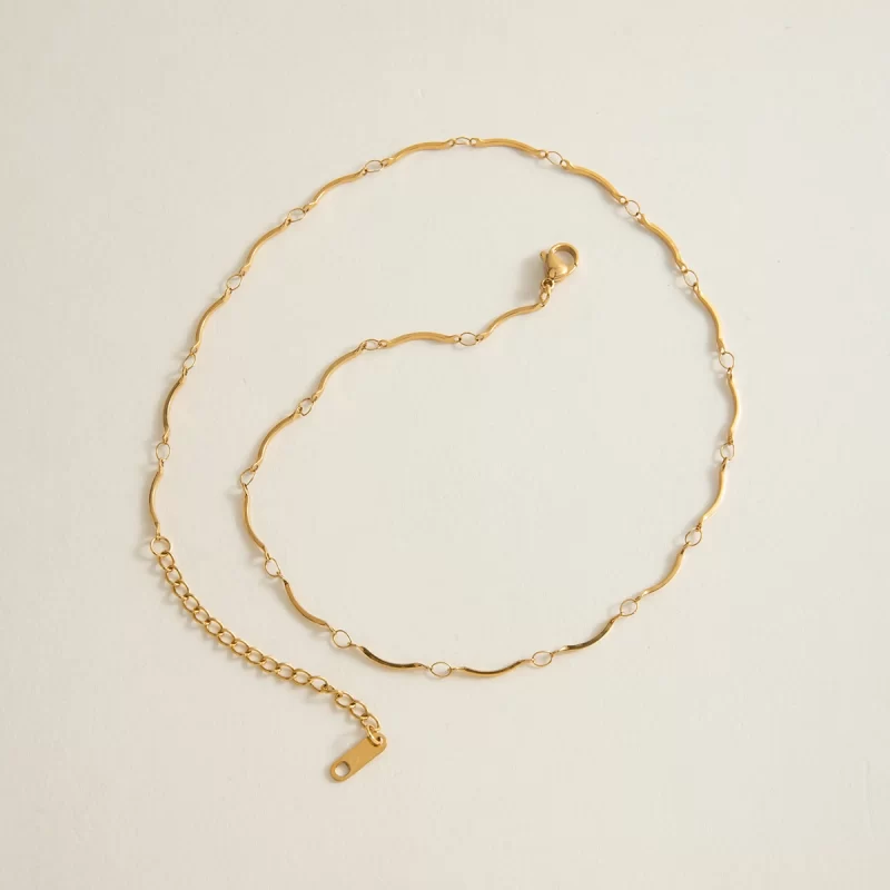 J&DModern 18K Gold Plated Stainless Steel Semi-circula Handmade Chain Necklace Durable Fashion Jewelry Everyday Wear - Image 5