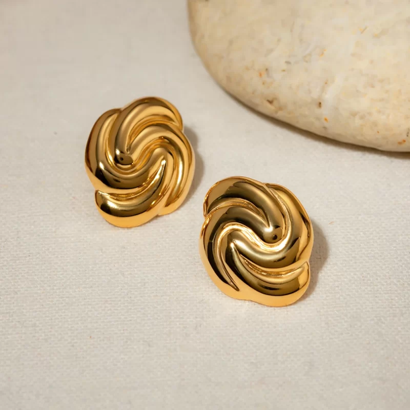 Spiraling 18k Gold Stainless Steel Twisted Hoop Earrings Minimalist Jewelry Hypoallergenic for Women - Image 2