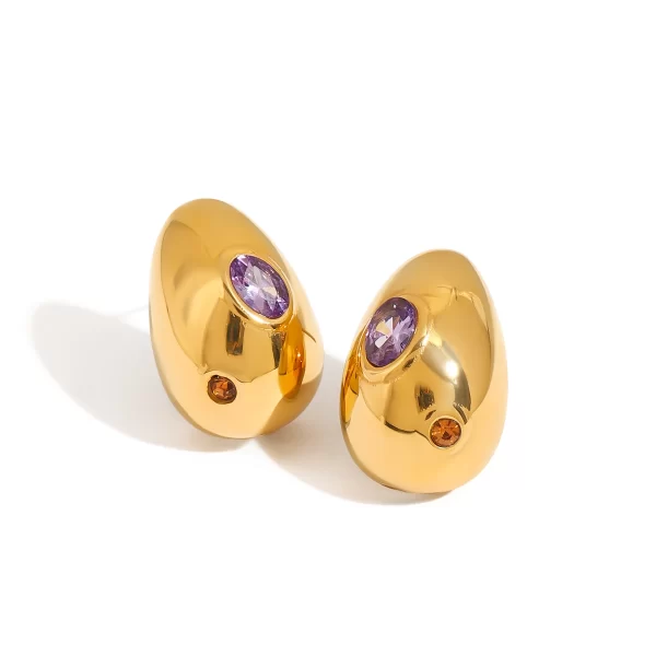 18K Gold Stainless Steel Rhinestone Modern Chic Jewelry Pair Zircon Waterdrop Earrings