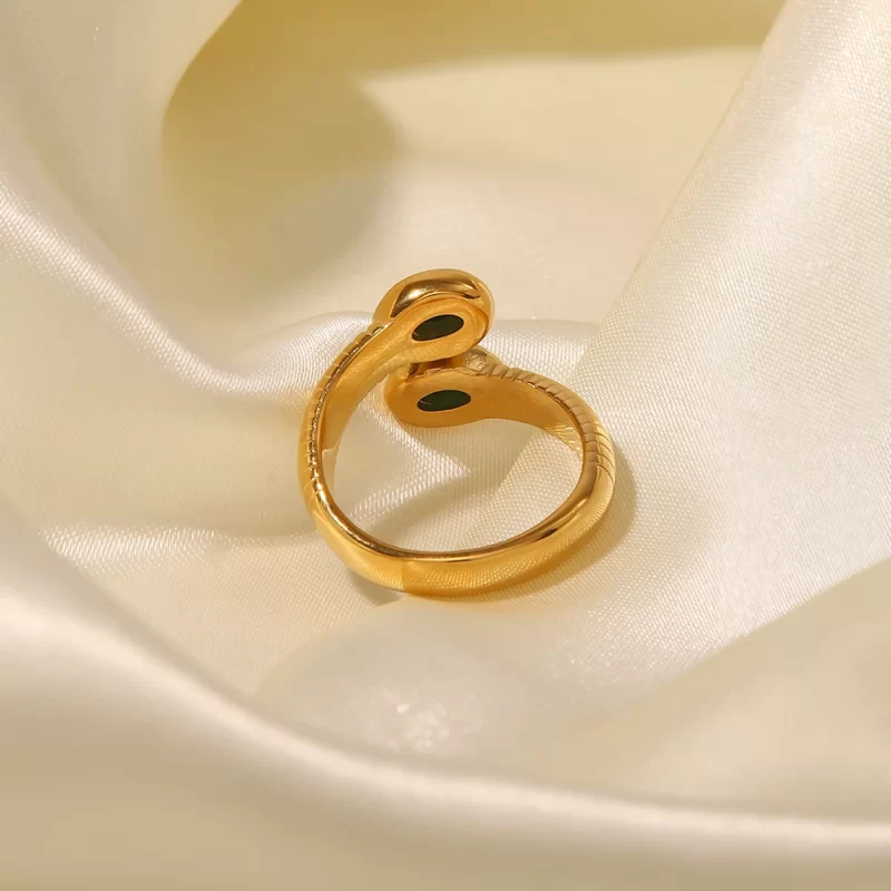 Waterproof 18k Gold Plated Stainless Steel Jewelry Open Thread Inlaid Lapis Lazuli Turquoise Snake Rings - Image 3
