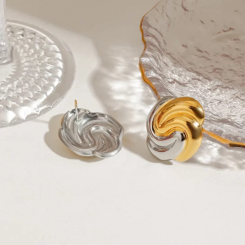Spiraling 18k Gold Stainless Steel Twisted Hoop Earrings Minimalist Jewelry Hypoallergenic for Women - Image 5