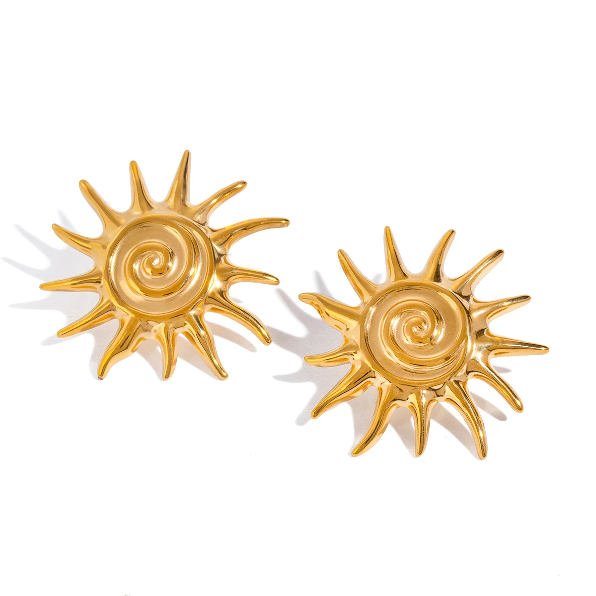 Rectangle Wave Texture Drop Earring 18K PVD Gold Plated Stainless Steel Chunky Earrings for Woman and Gift