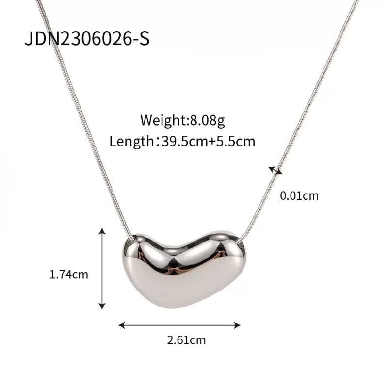 Youthway Stainless Steel Trendy Gold Silver Snake Bone Chain Irregular Heart Pendant Necklace Charm Jewelry for Women - Image 6