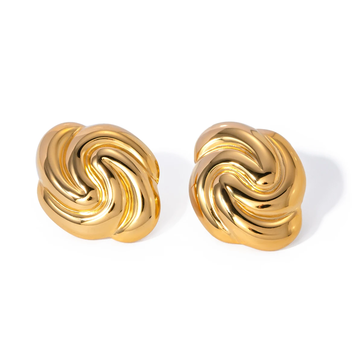 Spiraling 18k Gold Stainless Steel Twisted Hoop Earrings Minimalist Jewelry Hypoallergenic for Women