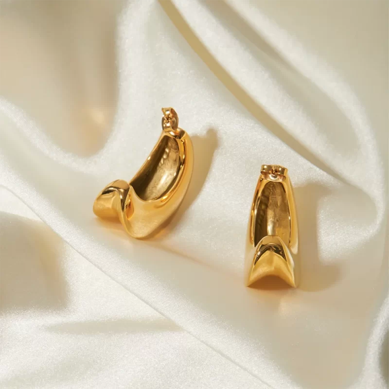 Low Key Luxury Stainless Steel Fashion Trendy Jewelry Hoop Earrings Concave Convex CC Earrings - Image 5