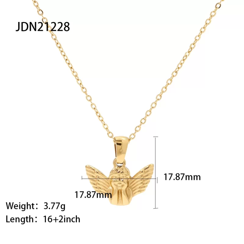 Youthway Popularity Metal Angel Pendant Necklace Stainless Steel Waterproof Chain Gold Plated Charm Jewelry 2022 NEW - Image 6