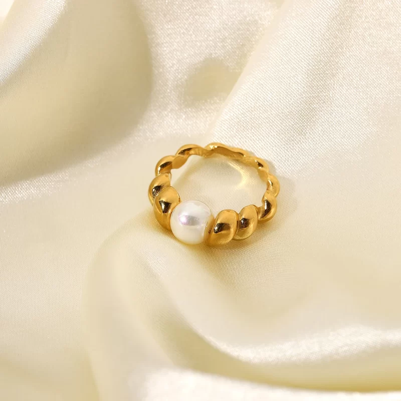 Ins Style 18K Gold Plated Zircon Enamel Ring Jewelry Stainless Steel Waterproof Open Rings for Women - Image 2