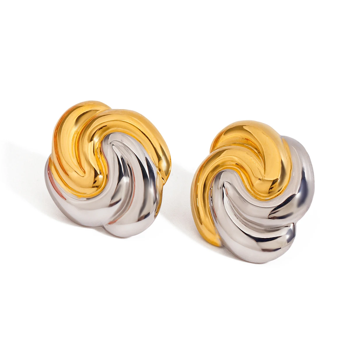 Spiraling 18k Gold Stainless Steel Twisted Hoop Earrings Minimalist Jewelry Hypoallergenic for Women