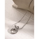 J&D Jewelry Fashion Necklace Silver Plated Snake Chain Necklace Stainless Steel Donuts Pendent Necklace