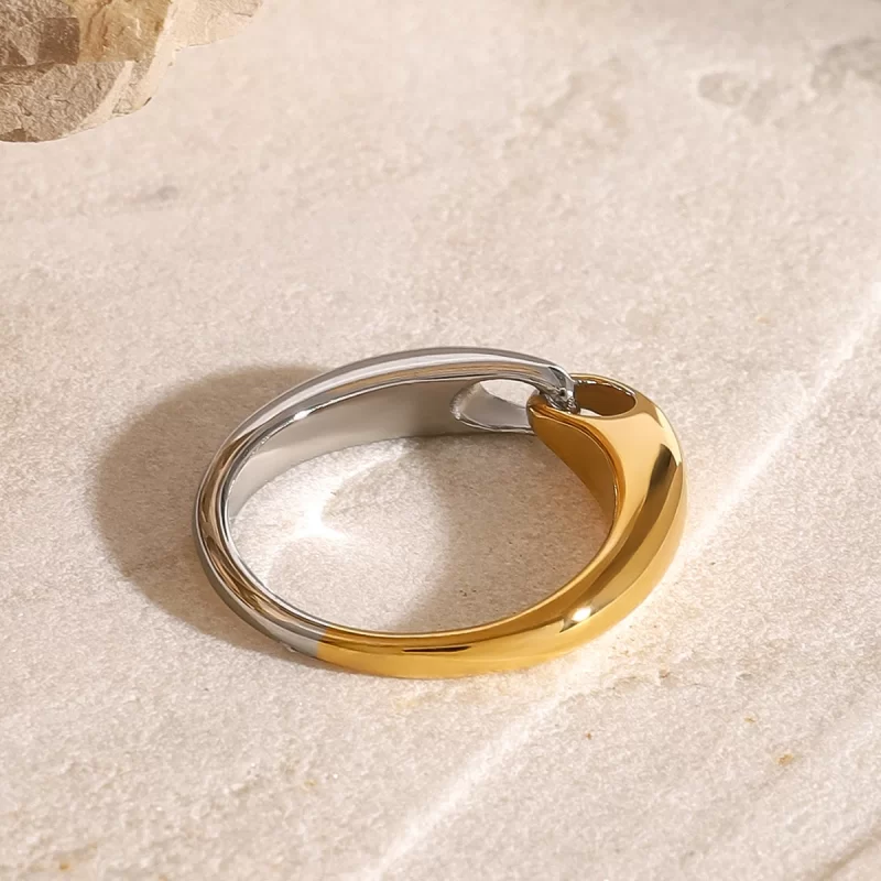 J&D 18K Stainless Steel PVD Plated Gold and Silver Color Matching Polished Steel Hanging Earring Two Tone Color for Women - Image 4