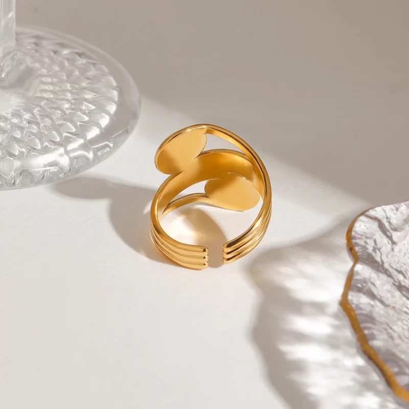J&D Modern 18K Gold Plated Stainless Steel Opening Rings Trendy Fashion Spiral Liner Party Jewelry for Engagement or Gift - Image 4