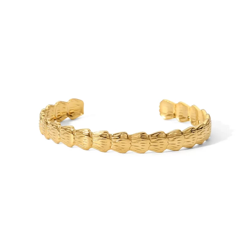 Stainless Steel 18K Gold-plated Open Bangle Fashion Jewelry Shell Shape Bracelet for Women