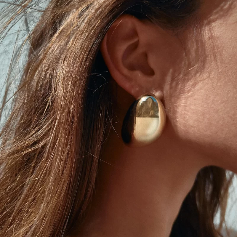 18K Gold Stainless Steel Female Earrings Non-Fading Trendy Stud Style  European American Fashion Geometric Pattern - Image 2