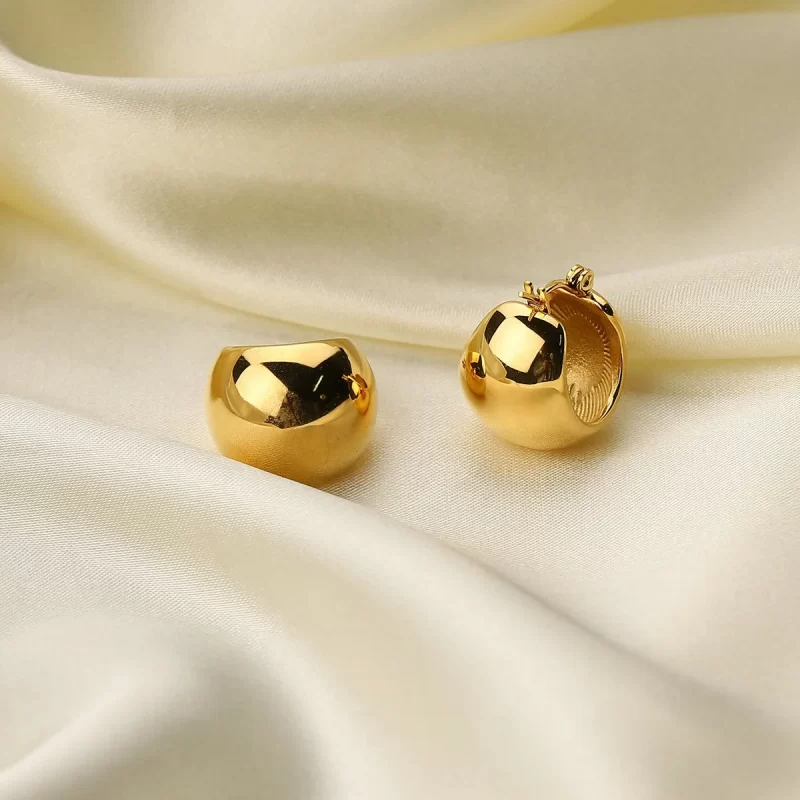 Luxury Gold Plated 316 Stainless Steel Smooth Hoop Stereoscopic Globe Earring for Women - Image 5