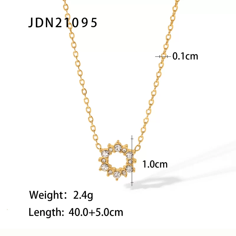 Dainty Zircon Ring Shape Pendant Necklace Stainless Steel 18K Pvd Gold Plated Jewelry Necklace - Image 6