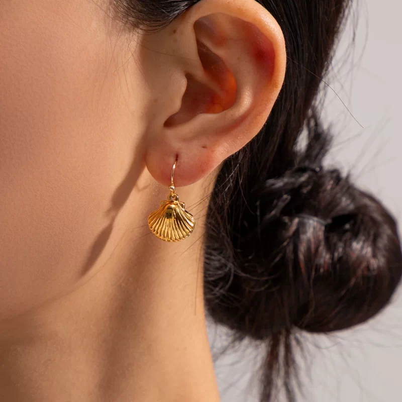 Jewelry Summer Stainless Steel Ocean Earring Gift Waterproof Texture Sea Shell Drop Earring for Women - Image 3