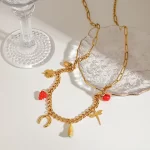 J&D Luxury Gold-Plated Stainless Steel Pendant Necklace Trendy Fruit Pattern Design Meaningful Women's Gift Jewelry
