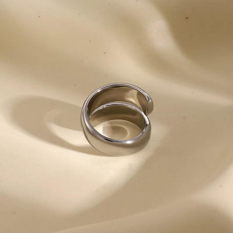 J&D Minimalist Stainless Steel 18K Gold Plated Rings Chunky Double Spring Open Rings for Women - Image 3