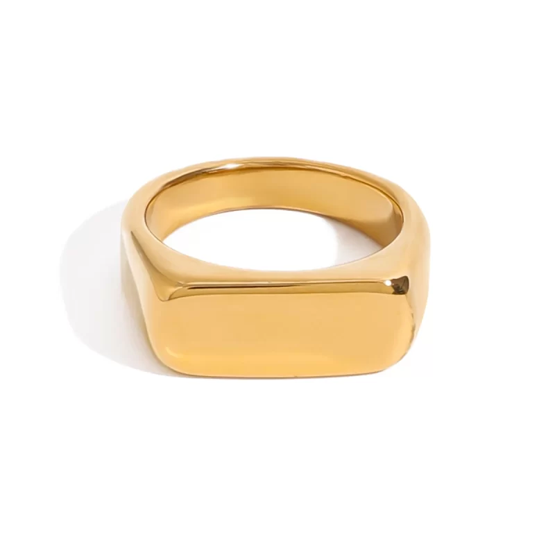 J&D Sleek Glossy Ring Simple Elegant Design 18K Gold Stainless Steel Minimalist Fashion Ring
