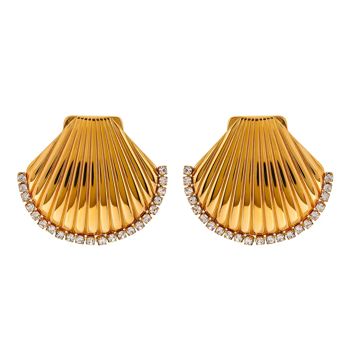 Ocean Shell Women Jewelry 18K Gold Plated Stainless Steel Stud Earring Gift Waterproof Texture Earring