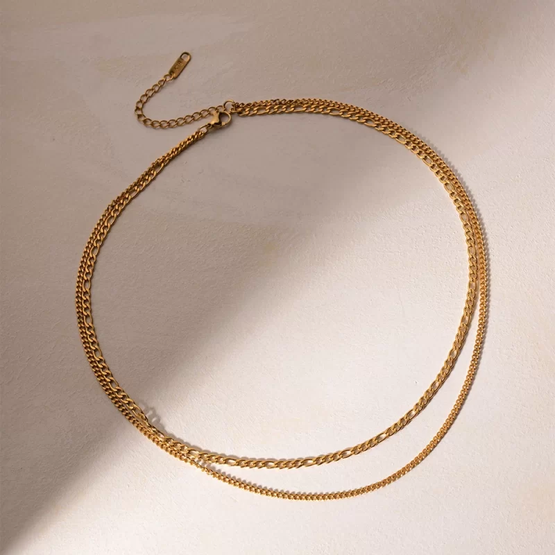 J&D 2023 Women's 18K Gold PVD Plated Stainless Steel Link Chain Statement Necklace New Arrival Waterproof Classic Style - Image 3