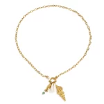 J&D Ocean Beach Natural Shell Agate Fish 18K Gold Plated DIY Charm Necklace Waterproof Stainless Steel Trendy Link Chain