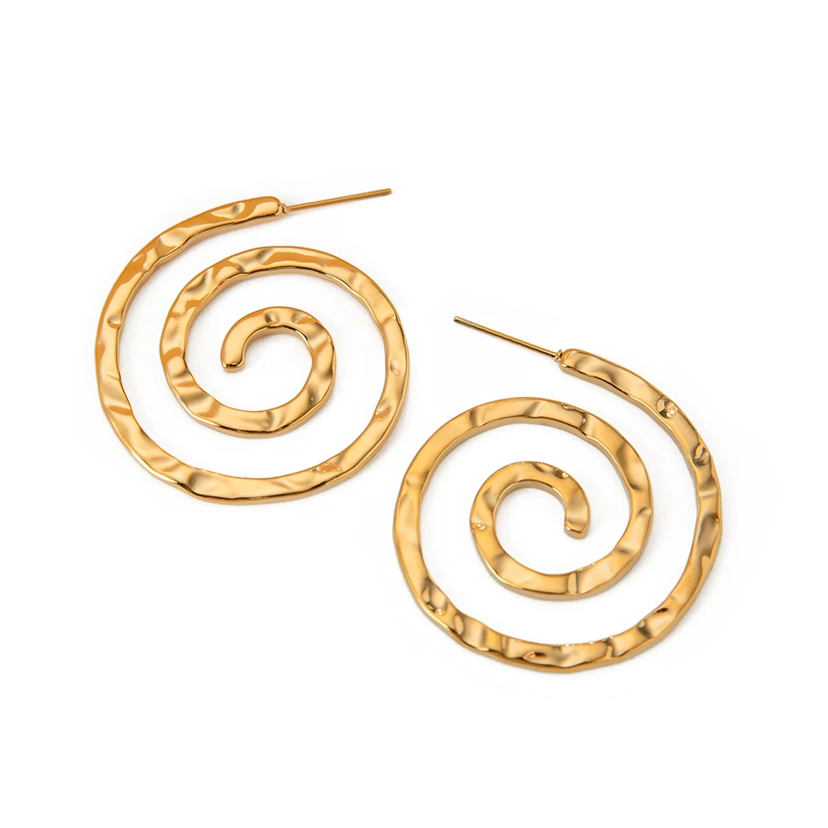 Punk Screw Stud Earring 18K Gold Plated Stainless Steel Circle Shape Hammer J&D Design Drop Earring for Women